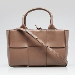 Bottega Veneta Brown Intrecciato Woven Nappa Leather Mini Arco Tote Bag